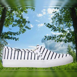Keds women's slip on shoes white/black stripes